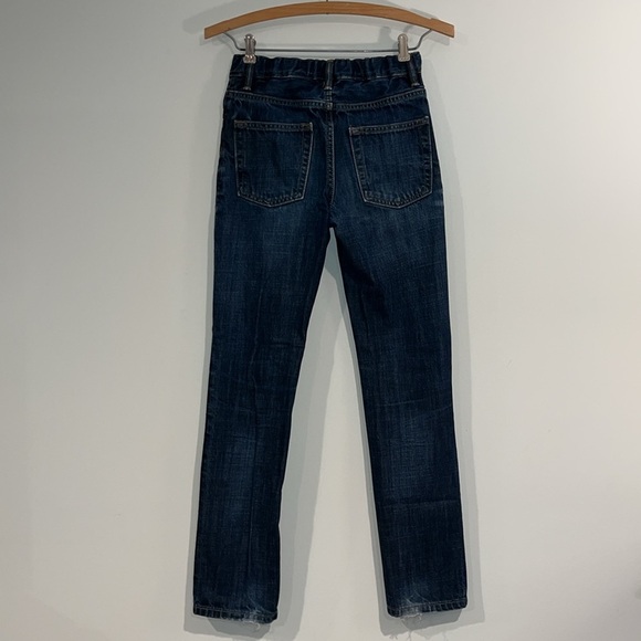 GAP KIDS Skinny Straight Fit Jeans Dark Wash Denim Distressed Adjustable Waist - Picture 5 of 10